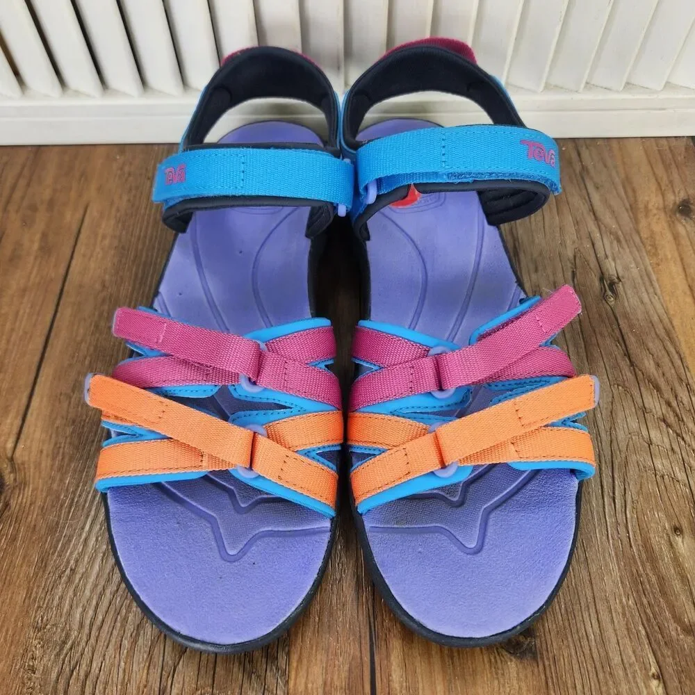 Teva Tirra Big Kids Sz 6 Sandals Blue Rose Multi Colorful Hiking Beach 1019395Y